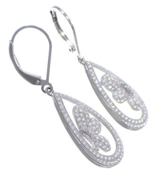 Cubic Zirconia Sterling Silver Post Dangle Earrings Jewelry AS55301
